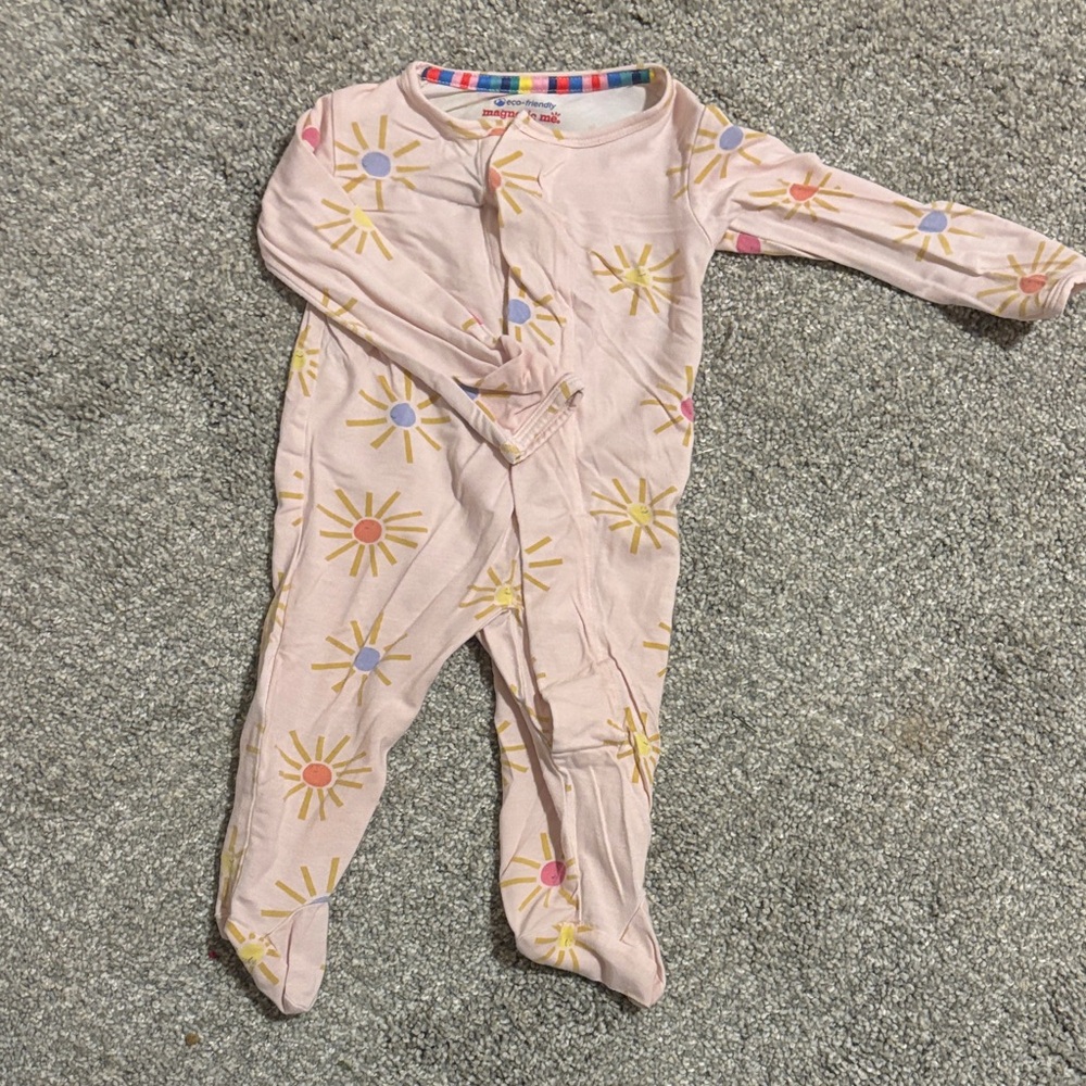 Magnetic Me Pink and Yellow Sunburst Footie